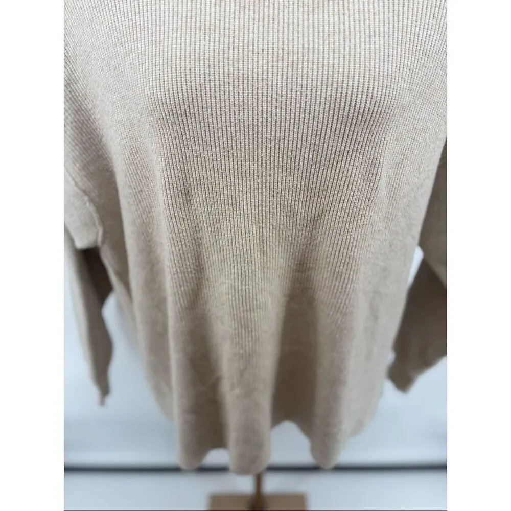 Free People Softly Structured Turtleneck Sweater Size L Oatmeal
